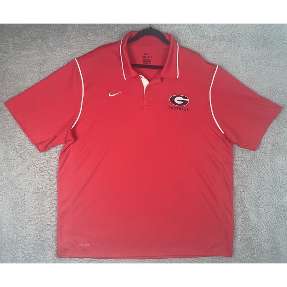 Nike Dri Fit Polo Shirt Georgia Bulldogs Football Mens 2XL Red Short Sleeve - Picture 1 of 8
